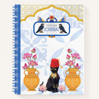 Ägyptische Katze Basha mit Pharonic Spiral Noteboo Notizbuch