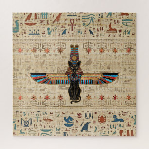 Ägyptische Katze - Bastet auf Papyrus
