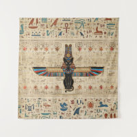 Ägyptische Katze - Bastet auf Papyrus