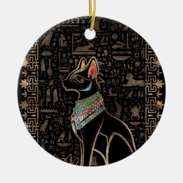 Ägyptische Katze - Bastet Keramik Ornament (Vorne)