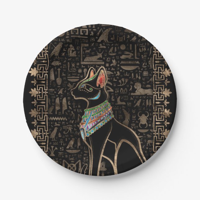 Ägyptische Katze - Bastet Pappteller (Vorderseite)