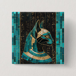 Ägyptische Katze Goddess Bastet - Mosaikkunst Button