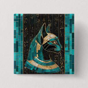 Ägyptische Katze Goddess Bastet - Mosaikkunst Button