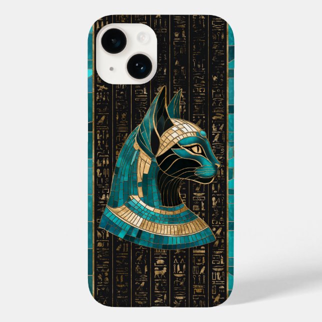 Ägyptische Katze Goddess Bastet - Mosaikkunst Case-Mate iPhone 14 Hülle (Rückseite)