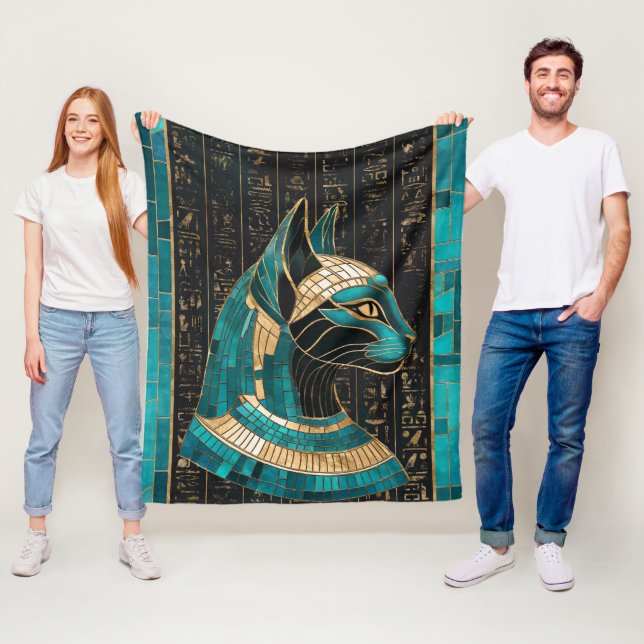 Ägyptische Katze Goddess Bastet - Mosaikkunst Fleecedecke (Beispiel)