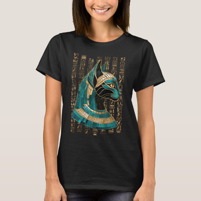 Ägyptische Katze Goddess Bastet - Mosaikkunst T-Shirt (Vorderseite)
