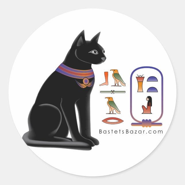 Ägyptische Katze Hieroglyphischer Sticker (Vorderseite)