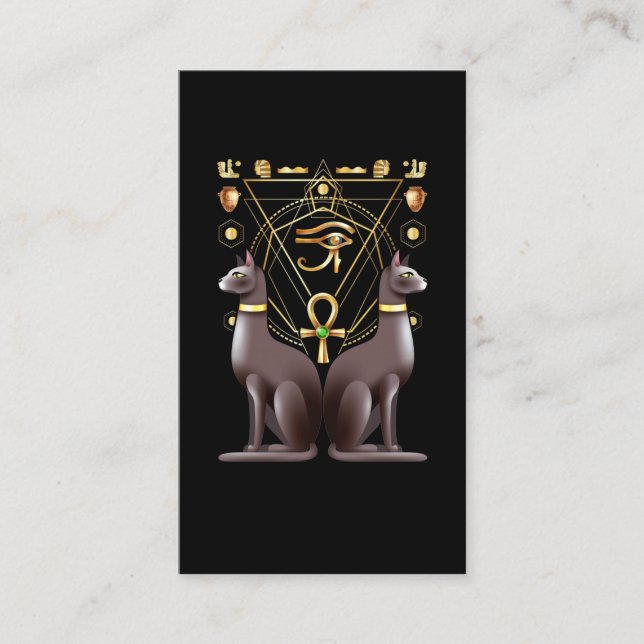 Ägyptische Katze Horus Eye Ankh Heilige Geometrie Visitenkarte (Vorderseite)