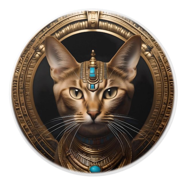 Ägyptische Katze, Keramikknauf (Vorderseite)