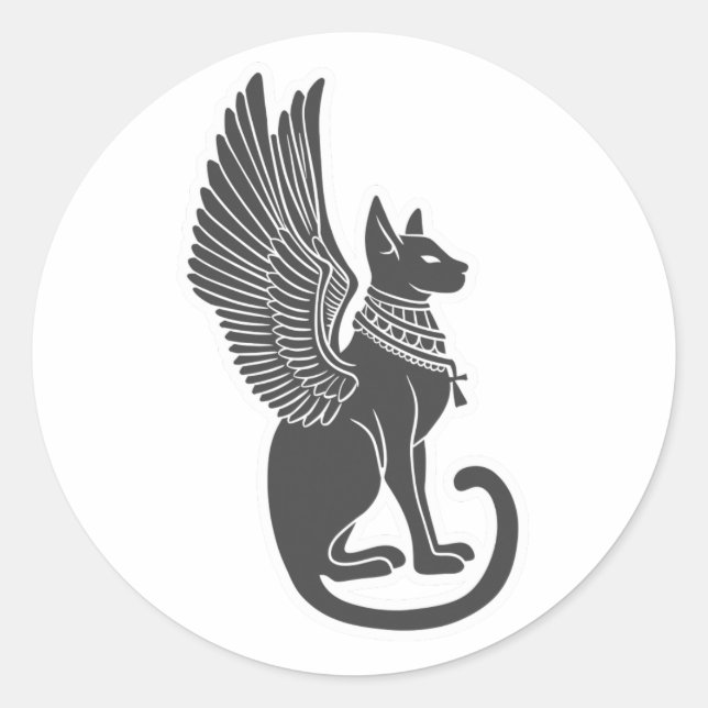 Ägyptische Katze mit Flügeln - Wählen Sie die Farb Runder Aufkleber (Vorderseite)