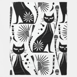 Ägyptische Katze - Schwarzweiß-Muster Fleecedecke