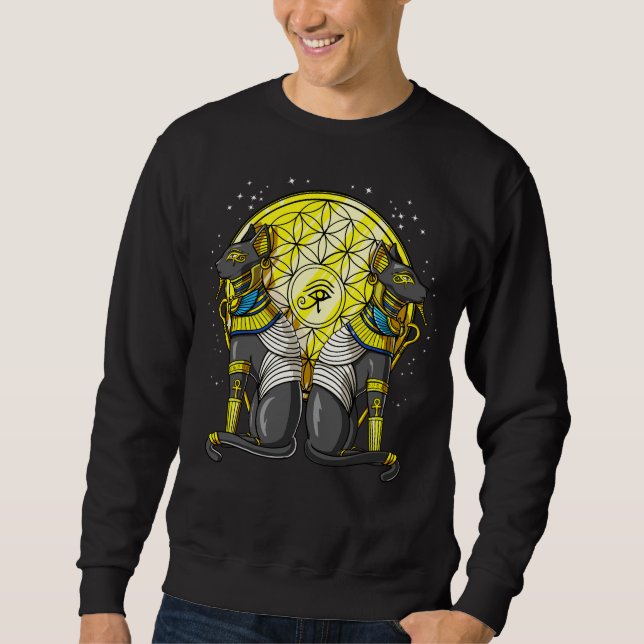 Ägyptische Katzen-Göttin Bastet Ankh heilige Sweatshirt (Vorderseite)