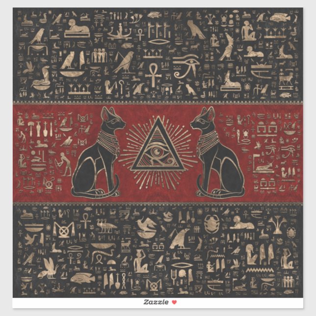 Ägyptische Katzen und Auge des Horus Aufkleber (Blatt)