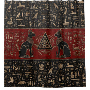 Ägyptische Katzen und Auge des Horus Duschvorhang