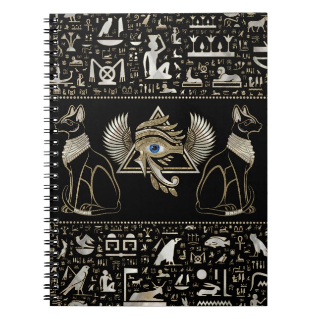 Ägyptische Katzen und Auge des Horus Notizblock (Vorderseite)