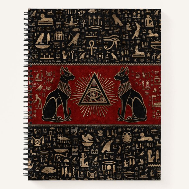 Ägyptische Katzen und Auge des Horus Notizbuch (Vorderseite)