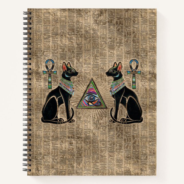 Ägyptische Katzen und Auge des Horus Notizbuch (Vorderseite)