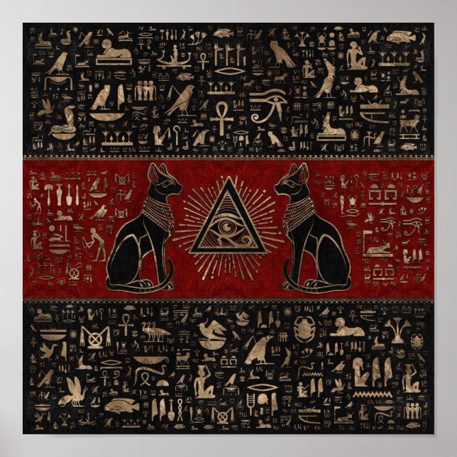 Ägyptische Katzen und Auge des Horus Poster (Vorne)