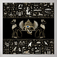 Ägyptische Katzen und Auge des Horus