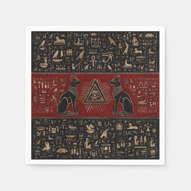 Ägyptische Katzen und Auge des Horus Serviette (Vorderseite)