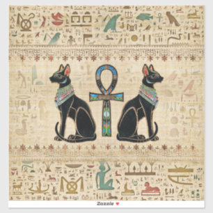 Ägyptische Katzen und Knöchelkreuz Aufkleber