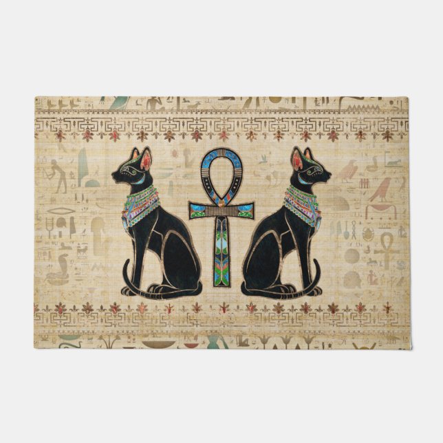 Ägyptische Katzen und Knöchelkreuz Fußmatte (Vorderseite)