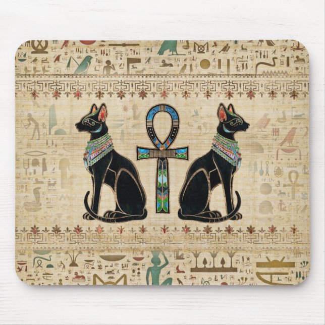 Ägyptische Katzen und Knöchelkreuz Mousepad (Vorne)