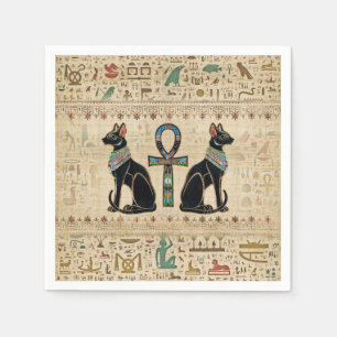 Ägyptische Katzen und Knöchelkreuz Serviette