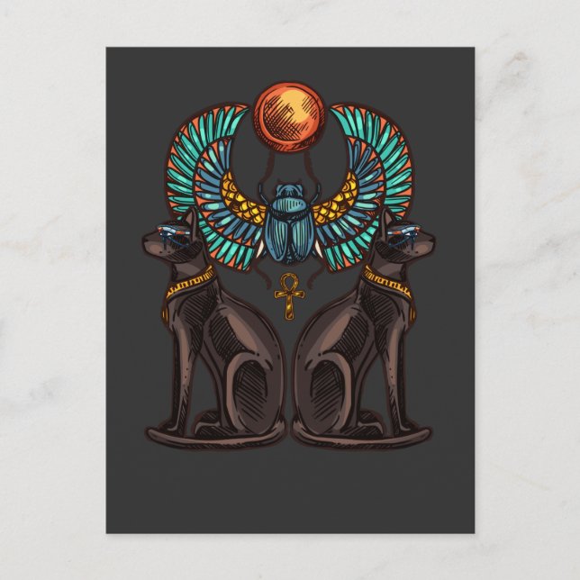 Ägyptische Katzengestaltung Antike Geschichte Postkarte (Vorderseite)