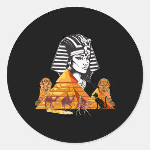 Ägyptische Königin Kleopatra Kopf Pyramid Ancient Runder Aufkleber