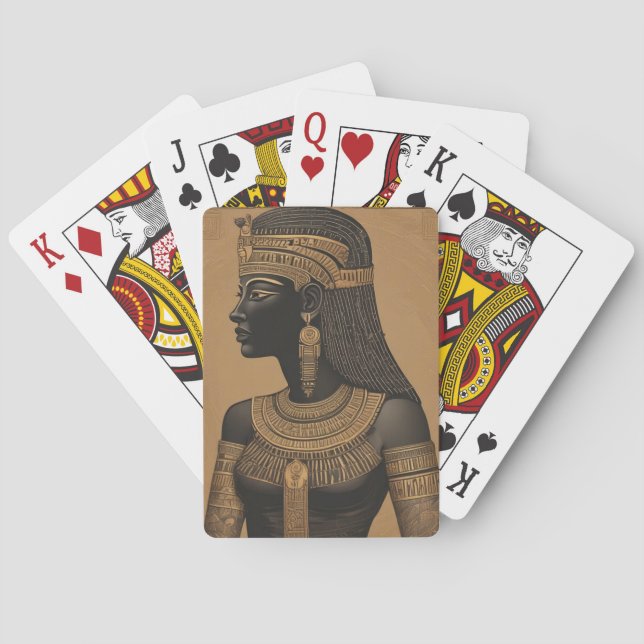 Ägyptische Königin. Schwarz und Gold. Spielkarten (Rückseite)