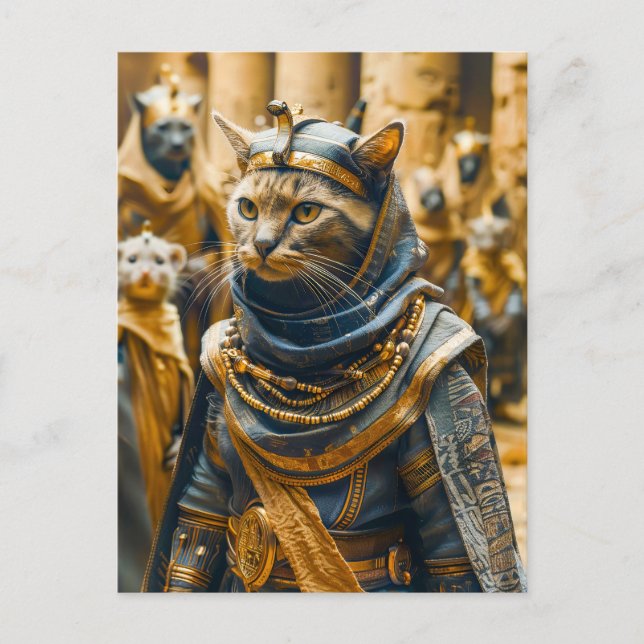 Ägyptische Kriegerkatze in Royal Armor Postkarte (Vorderseite)