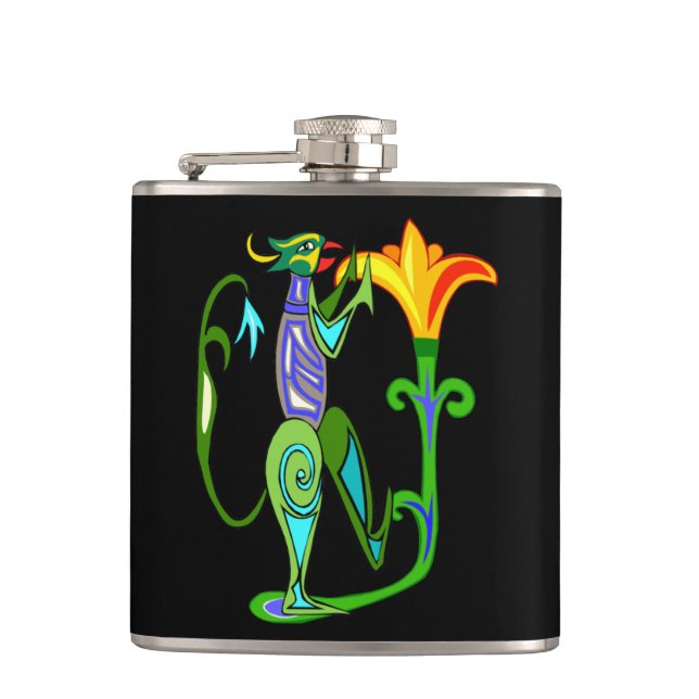 Ägyptische Kunst mit Lotus-Blume Flachmann (Vorderseite)