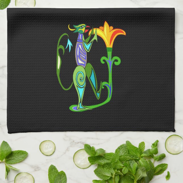 Ägyptische Kunst mit Lotus Blume Handtuch (Gefaltet)