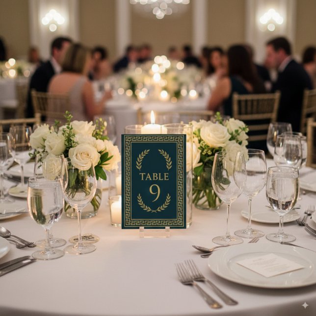 Ägyptische Laurel & Goldgrenze - bearbeitbar Tischnummer (Von Creator hochgeladen)