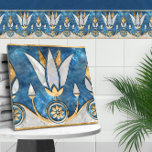 Ägyptische Lotus-Grenze - Blauer Marmor, Perle Gol Fliese<br><div class="desc">Ägyptische Lotus-Grenze - Blauer Marmor,  Perle und Gold</div>