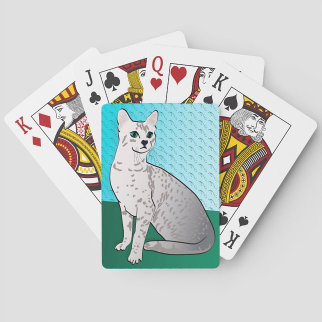 Ägyptische Mau-Katze - Aqua-Hintergrund Spielkarten (Rückseite)