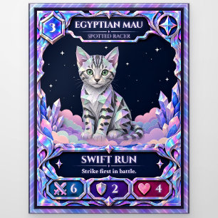 Ägyptische Mau-Katze, Regenbogenfolie-Kunst Postkarte