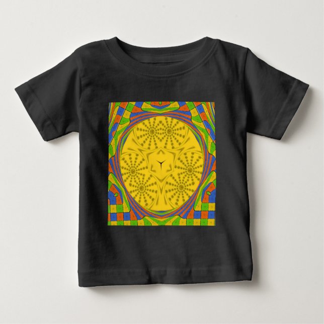 Ägyptische Motif Art Print Checkered Frame Design Baby T-shirt (Vorderseite)