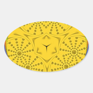 Ägyptische Motif Art Print Checkered Frame Design Ovaler Aufkleber