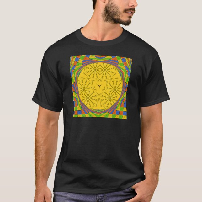 Ägyptische Motif Art Print Checkered Frame Design T-Shirt (Vorderseite)