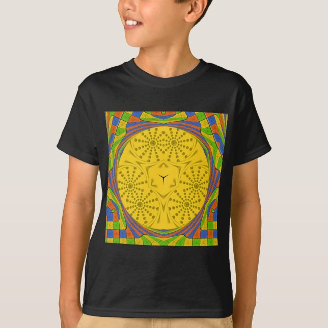 Ägyptische Motif Art Print Checkered Frame Design T-Shirt (Vorderseite)