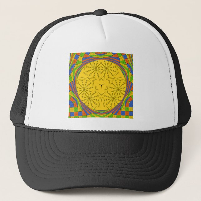 Ägyptische Motif Art Print Checkered Frame Design Truckerkappe (Vorderseite)