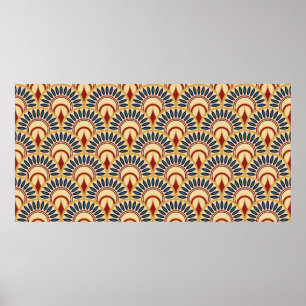 Ägyptische Motif-Fischskalen Nahtloses Muster Poster
