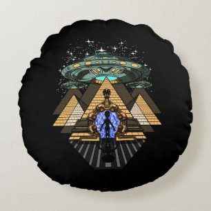 Ägyptische Pyramiden-Alien Space Annunaki Verschwö Rundes Kissen
