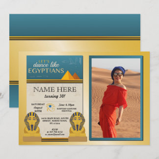 Ägyptische Pyramiden Birthday-Gold-Pharaonen-Foto Einladung