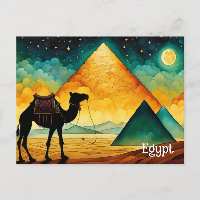 Ägyptische Pyramiden Camel Wüste Postkarte (Vorderseite)