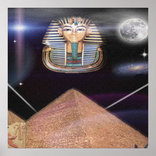 Ägyptische Pyramiden und König Tut Art Poster (Vorne)