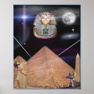 Ägyptische Pyramiden und König Tut art Poster