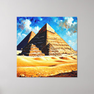 Ägyptische Pyramiden unter einem strahlend blauen  Leinwanddruck